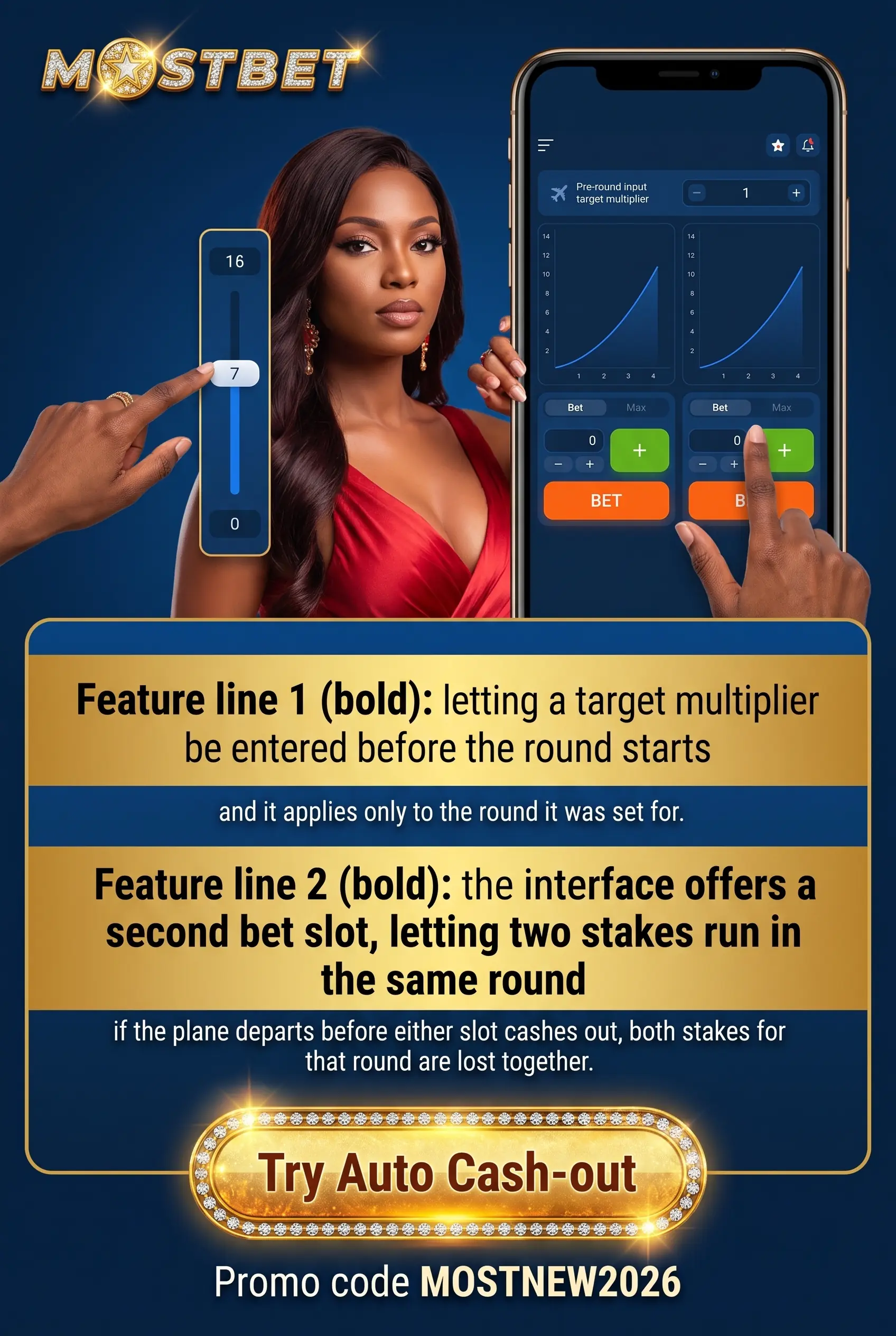 Auto cash out and second bet slot in Aviator
