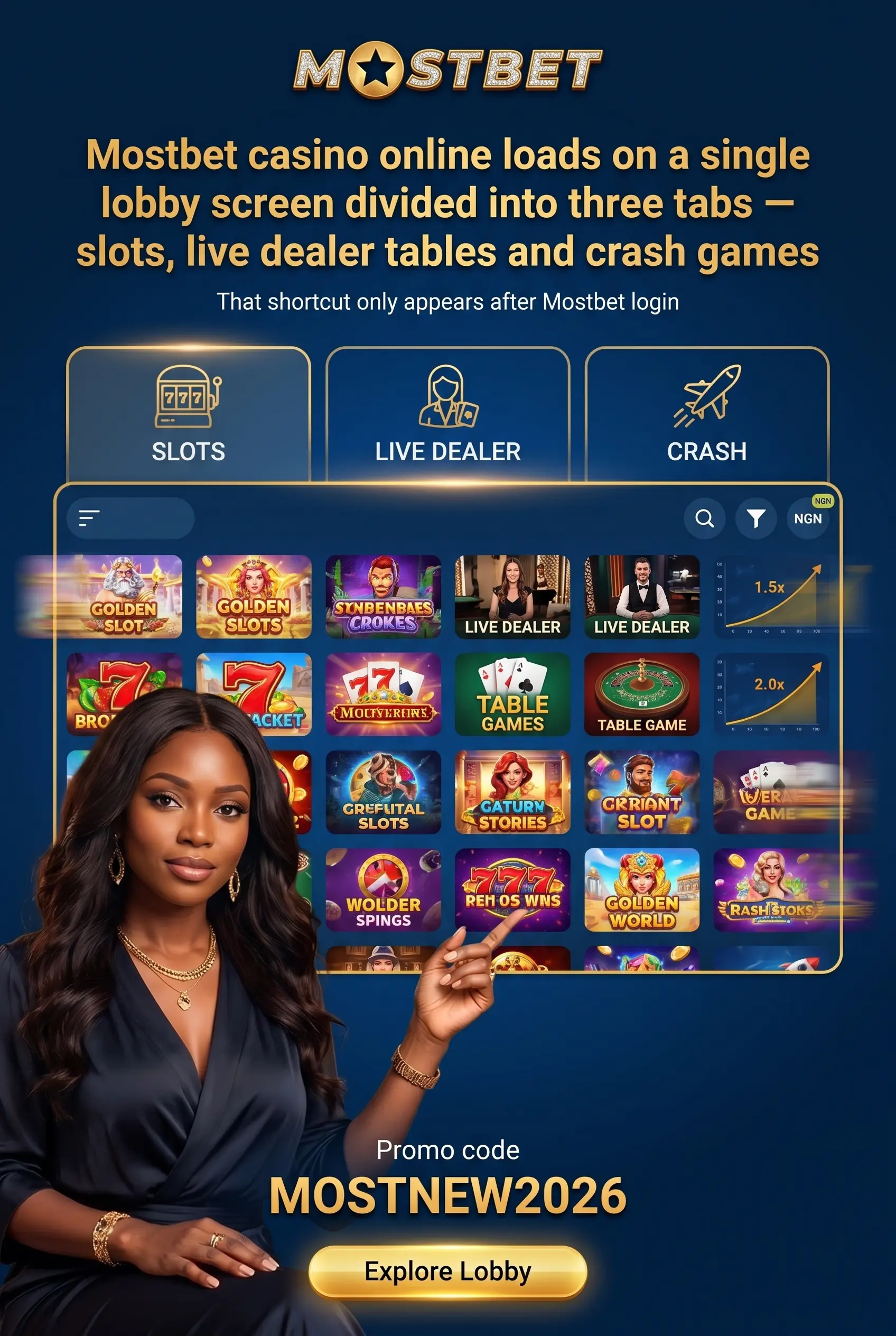 Mostbet casino lobby tabs and filters