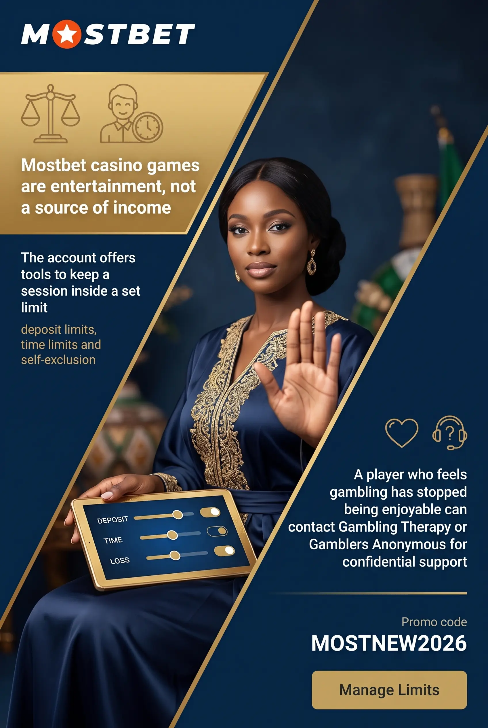 Responsible gaming controls for casino sessions