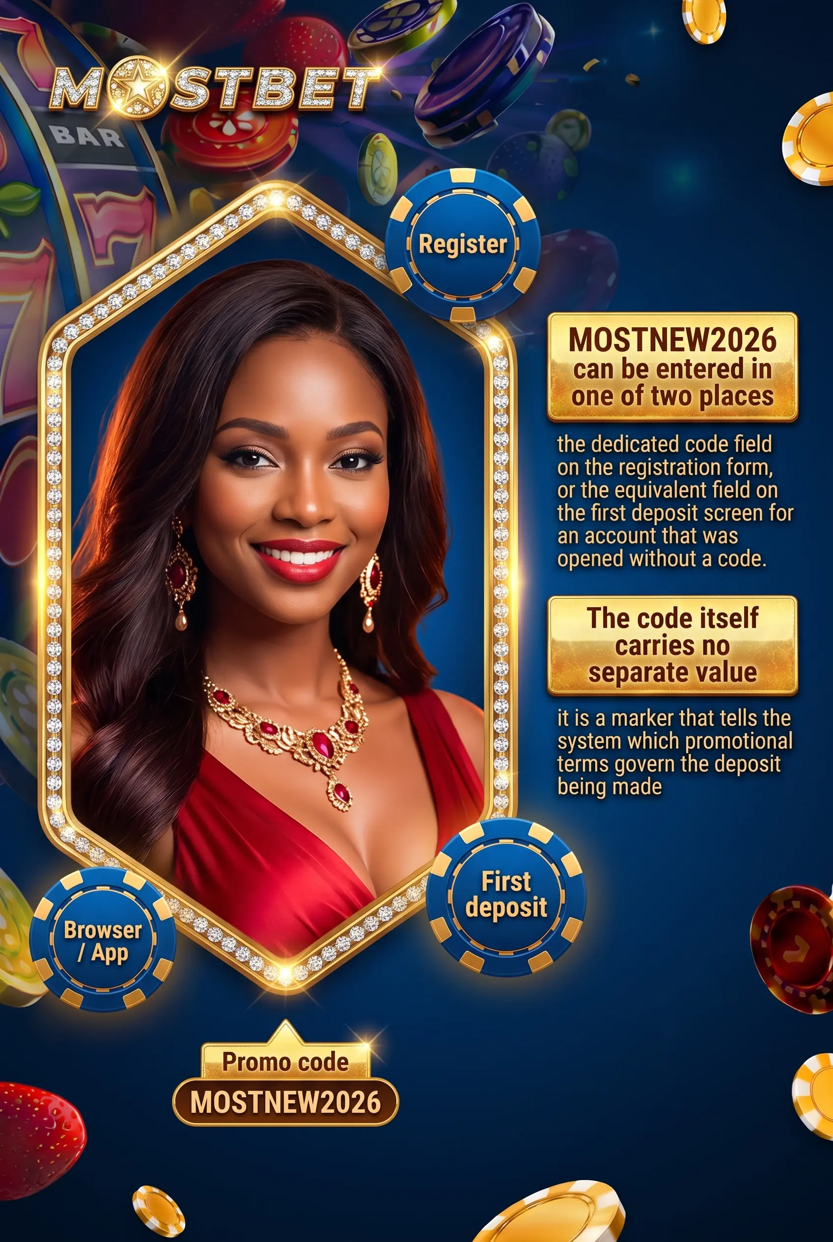 Activate a Mostbet promo code on the first deposit