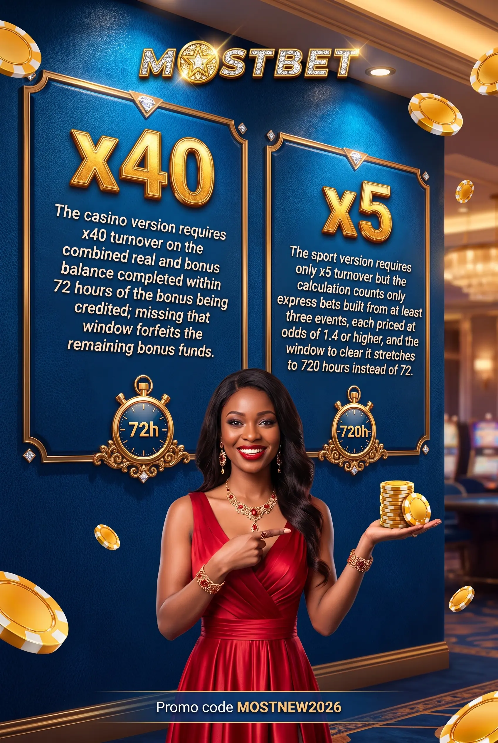 Casino x40 and sport x5 wagering calculation